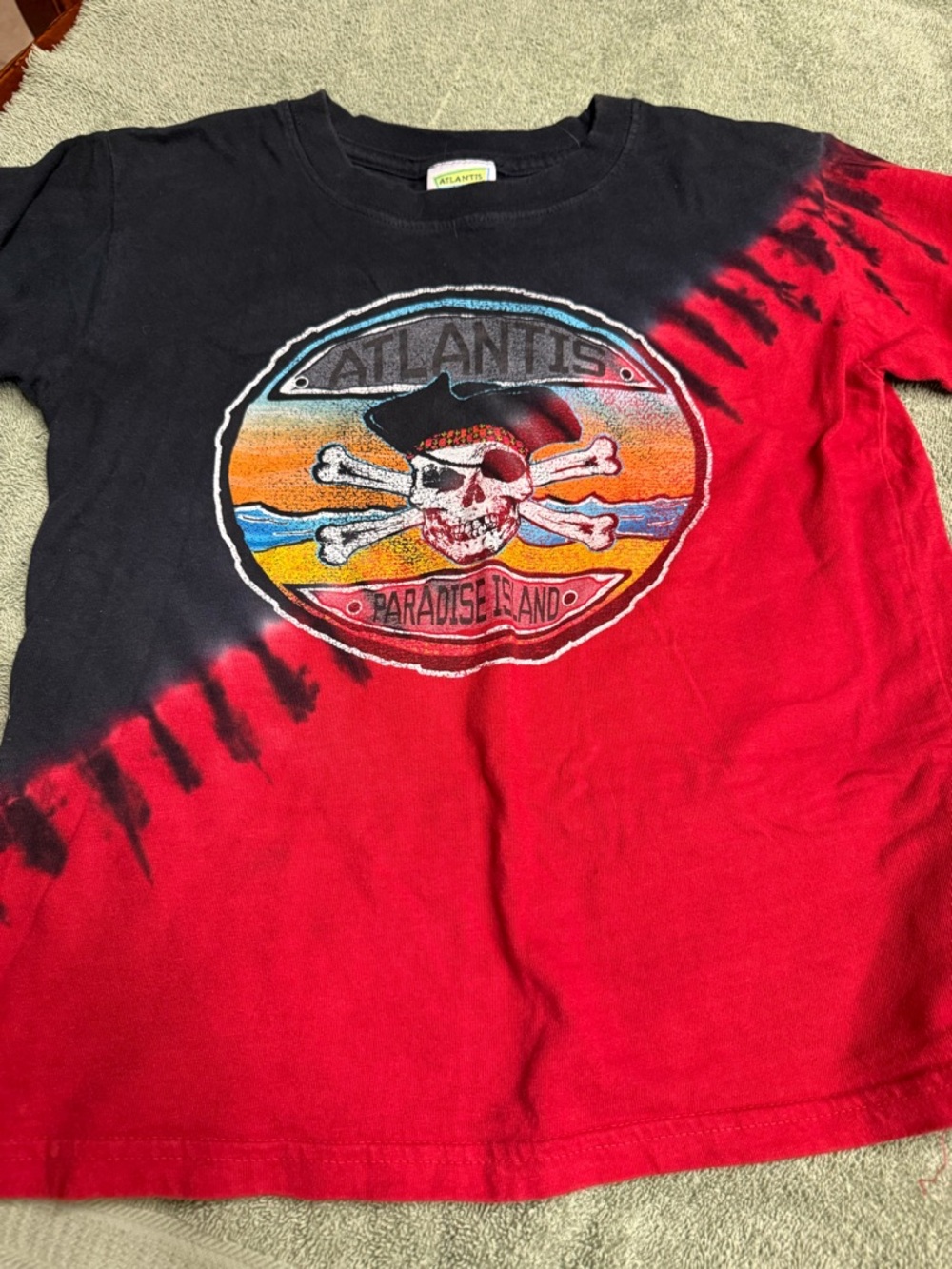Kids' Red & Black Tie-Dye Skull Graphic Tee